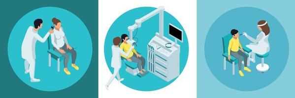 conjunto de composição isométrica de otorrinolaringologia vetor