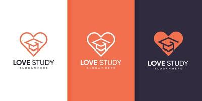modelo de logotipo de estudo de amor com vetor premium de conceito moderno