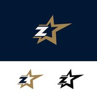 Modelo de logotipo letra Z com elemento de design de estrela. Vetor illustra