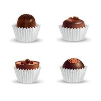 conjunto de bombons de chocolate embrulhados vetor