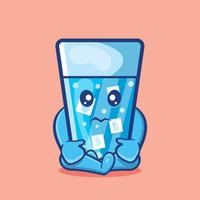 mascote de personagem de água gelada bonito com desenho isolado de expressão triste em estilo simples vetor