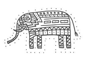 elefante desenhado de mão isolado no fundo branco. vetor