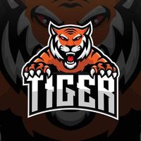 design de logotipo de jogo de mascote tigre irritado vetor