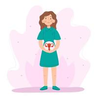 exame ginecológico para mulheres. exame, tratamento e terapia do sistema reprodutivo feminino. ilustração vetorial vetor