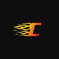 Modelo de design de logotipo de flama ardente letra C vetor
