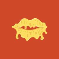ilustração de queijo derretido no logotipo dos lábios