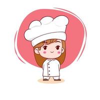ilustração de personagem de desenho animado chibi menina chef bonito vetor