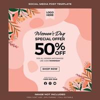 promoção de postagem de mídia social para o vetor premium do dia da mulher