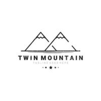 inspiração de design de logotipo de montanha gêmea. modelo de logotipo de contorno de montanha. ilustração vetorial vetor