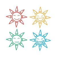 ícone de série de emoticons de sol desenhado à mão com vetor de estilo doodle