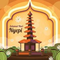 conceito de festividade nyepi quente e pacífica vetor