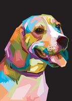 cabeça de cachorro colorida com backround de estilo pop art isolado legal. estilo wpap vetor