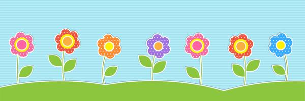 Vector horizontal fundo com flores fofos