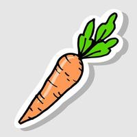 adesivo de ícone de doodle de desenho de cenoura vetor