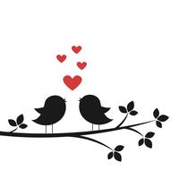 Silhuetas de pássaros bonitos cantam no amor vetor