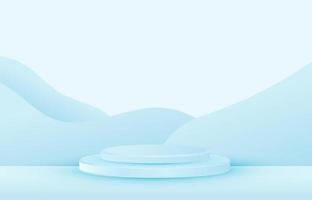 arte de modelo de design pastel azul gradiente abstrato do modelo de estande de vitrine 3d. estilo mínimo para fundo de produto permanente. vetor de ilustração