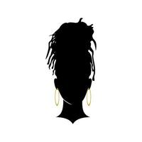 dreadlocks mulher silhueta cor preta vetor