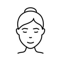 ícone de linha de mulher ou senhora. menina com pictograma linear de rosto e penteado de beleza. ícone de contorno de avatar feminino para perfil de usuário. ilustração vetorial isolado. vetor