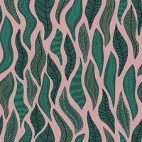retro deixa o padrão sem emenda do vetor. festivo, alegre floral, fundo de formas de ervas. textura abstrata para embrulho, papel de parede, têxteis, folheto. pano de fundo do mosaico verde.