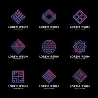 conjunto de design de logotipo de forma de geometria simples vetor