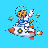 astronauta de gato bonito montando ilustração de ícone de vetor de desenhos animados de foguete. animal tecnologia ícone conceito isolado vetor premium. estilo de desenho animado plano