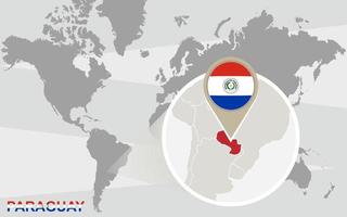 mapa do mundo com o paraguai ampliado vetor