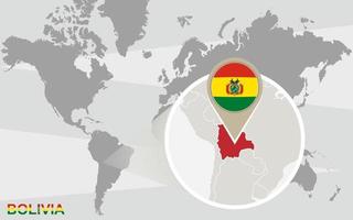 mapa do mundo com a Bolívia ampliada vetor