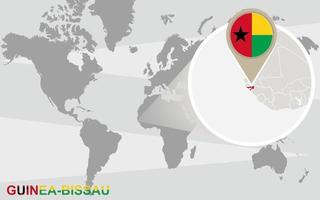 mapa-múndi com guiné-bissau ampliado vetor