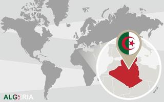 mapa-múndi com a Argélia ampliada vetor