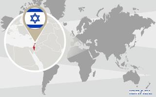 mapa do mundo com israel ampliado vetor