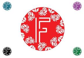 letra f com logotipo de flor e modelo de design gráfico de ícone vetor