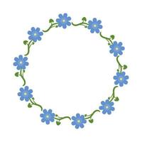 moldura plana redonda de flores abstratas azuis vetor