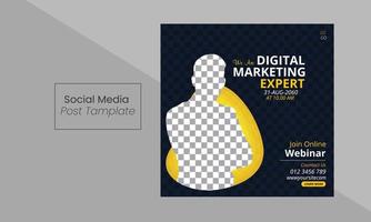 modelo de design de postagem de mídia social de marketing de negócios digitais criativos, modelo de folheto quadrado com design de modelo de banner da web editável vetor