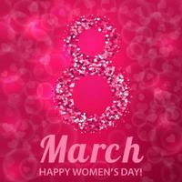 cartão de saudação rosa do dia internacional da mulher. 8 de março de fundo vector brilhante com corações. modelo de design fácil de editar para suas obras de arte.