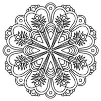 mandala de contorno. flor ornamental doodle redondo isolado no fundo branco. elemento de círculo geométrico. vetor