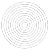 círculos lineares concêntricos cortados de elemento redondo neutro de papel. textura branca. vetor