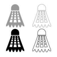 conjunto de contorno de ícone de peteca cor preta cinza vetor