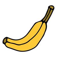 banana desenhada de mão desenhada isolada no fundo branco. fruta dos desenhos animados. vetor