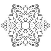 mandala de contorno. flor ornamental doodle redondo isolado no fundo branco. elemento de círculo geométrico. vetor