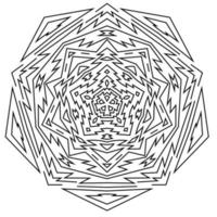 mandala asteca de linha fina. elemento redondo geométrico tribal isolado no fundo branco. vetor