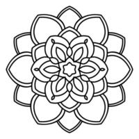 flor ornamental doodle redondo isolado no fundo branco. mandala de contorno preto. círculo geométrico para livro de colorir, logotipo, elemento de design. vetor