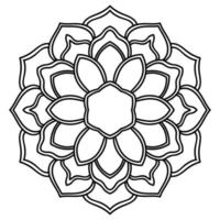 flor ornamental doodle redondo isolado no fundo branco. mandala de contorno preto. círculo geométrico para livro de colorir, logotipo, elemento de design. vetor