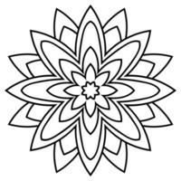 flor ornamental doodle redondo isolado no fundo branco. mandala de contorno preto. elemento geométrico do círculo. vetor