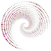 pontilhado, pontos, manchas abstratas círculo concêntrico. espiral, redemoinho, elemento de redemoinho. linhas circulares e radiais voluta, hélice. círculo segmentado com rotação. linhas de arco radiante. cóclea, vórtice vetor