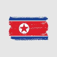 bandeira da coreia do norte com pincel vetor