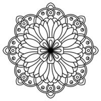 mandala de contorno. flor ornamental doodle redondo isolado no fundo branco. elemento de círculo geométrico. vetor