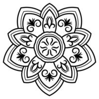 mandala de contorno. flor ornamental doodle redondo isolado no fundo branco. elemento de círculo geométrico. vetor