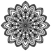 mandala de flor de contorno preto. elemento decorativo vintage. flor ornamental doodle redondo isolado no fundo branco. elemento geométrico do círculo. vetor
