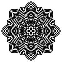 flor ornamental doodle redondo isolado no fundo branco. mandala de contorno preto. elemento geométrico do círculo. vetor