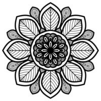 mandala de flor de contorno preto. elemento decorativo vintage. flor ornamental doodle redondo isolado no fundo branco. elemento geométrico do círculo. vetor